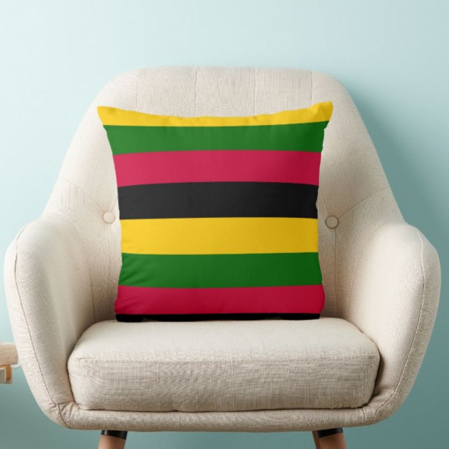 African Colors Stripes Pattern Design  Throw Pillow (Creator Uploaded)