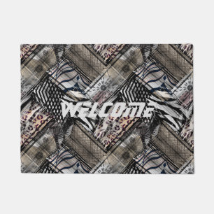 African, combined, leather, tiger, Jaguar, spotted Doormat