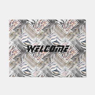 African, combined, leather, tiger, Jaguar, spotted Doormat