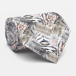 African, combo, leather, tiger, Jaguar, spotted, Neck Tie