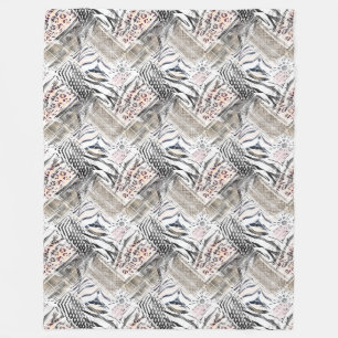 African, combo, leather, tiger, Jaguar, spotted, s Fleece Blanket
