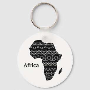 African Continent Black and White Design Keychain