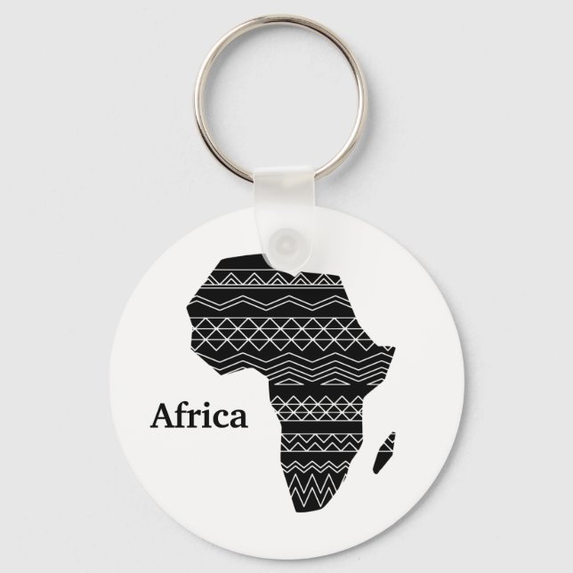 African Continent Black and White Design Keychain (Front)