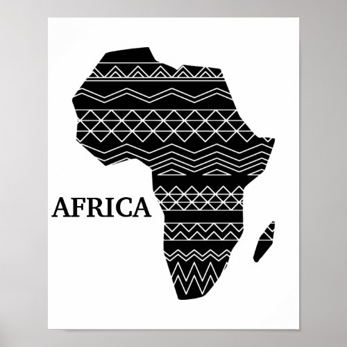 African Continent Black and White Poster