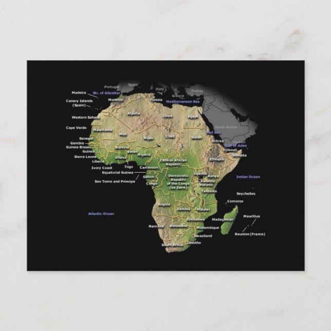 African Continent map Postcard (Front)