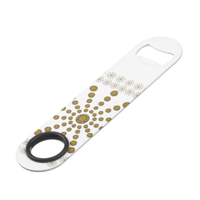 African Cool Sunflower Polka Dot Art Print Design Bar Key (Back Angled)