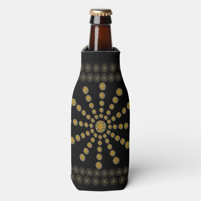 African Cool Sunflower Polka Dot Art Print Design Bottle Cooler (Bottle Front)