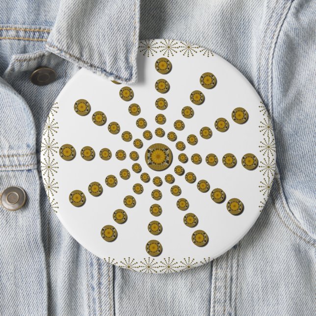 African Cool Sunflower Polka Dot Art Print Design Button (In Situ)
