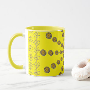 African Cool Sunflower Polka Dot Art Print Design Mug
