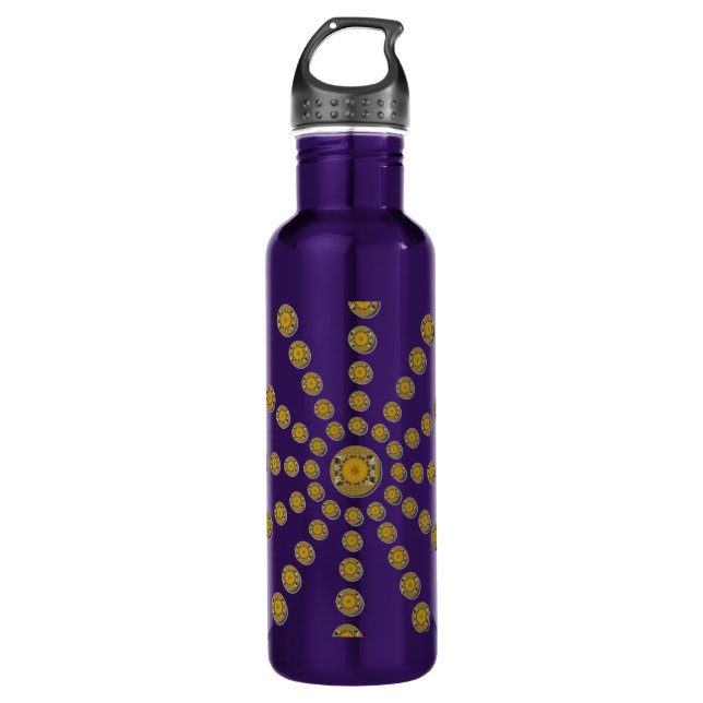 African Cool Sunflower Polka Dot Art Print Design Stainless Steel Water Bottle (Front)