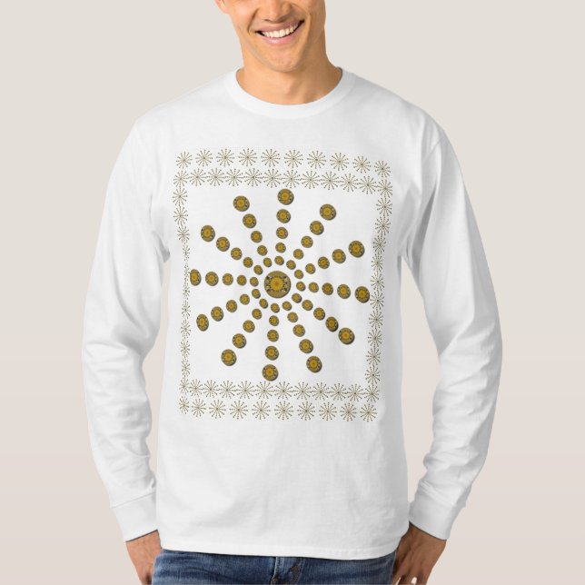 African Cool Sunflower Polka Dot Art Print Design T-Shirt (Front)