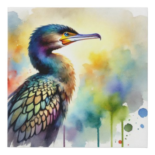 African Cormorant 040724AREF124 _ Watercolor Faux Canvas Print