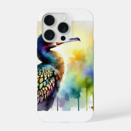 African Cormorant 040724AREF124 _ Watercolor iPhone 15 Pro Case