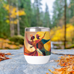 African Couple Dancing Art Print Wine Glasses Thermal Wine Tumbler