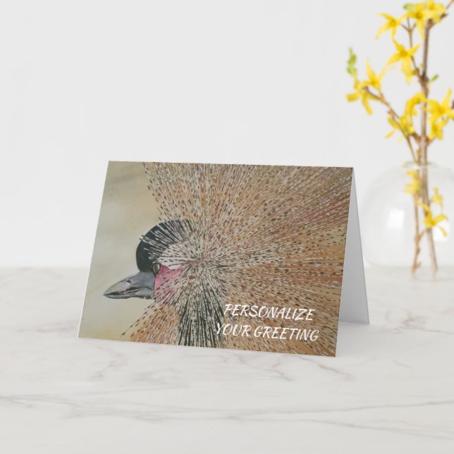 African Crane Bird Customizable Card (Yellow Flower)