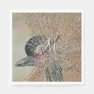 AFRICAN CRANE BIRD MONOGRAM PARTY NAPKINS