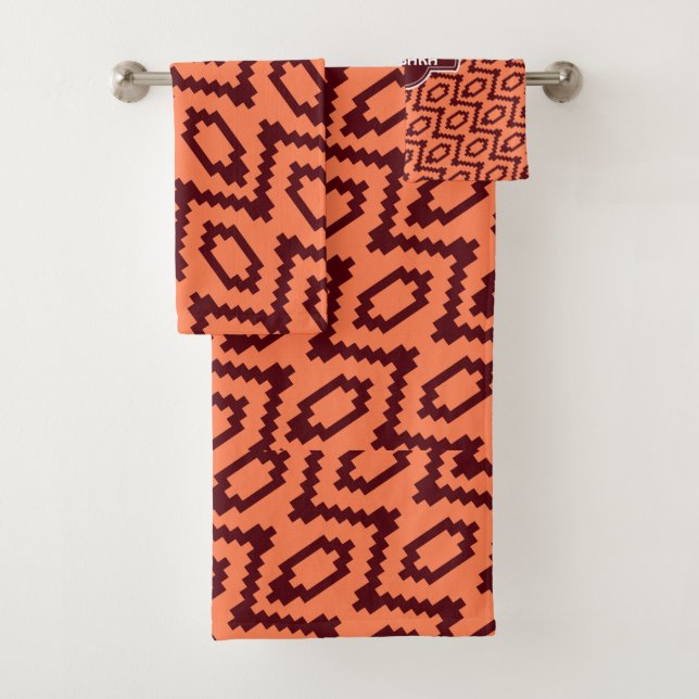 African Cream Chocolate Minimal Pattern Bath Towel Set (Insitu)