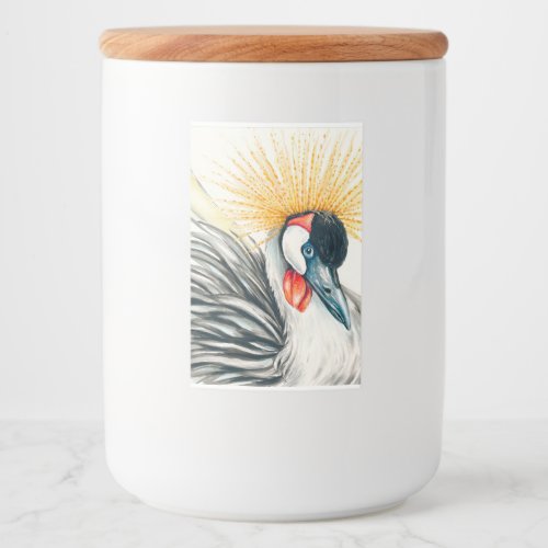 African Crested Crane Ink Art Food Label