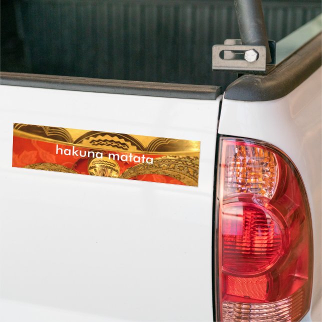 African Cultural Art: Rich Golden Red Design Bumper Sticker (On Truck)