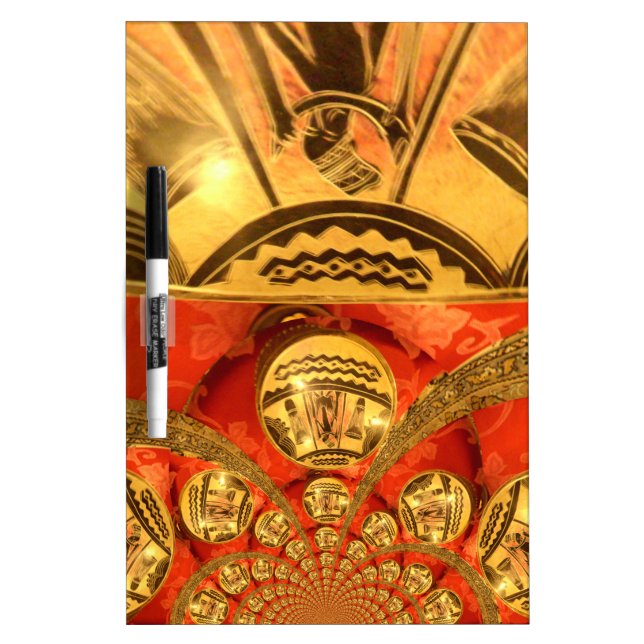 African Cultural Art: Rich Golden Red Design Dry-Erase Board (Front)