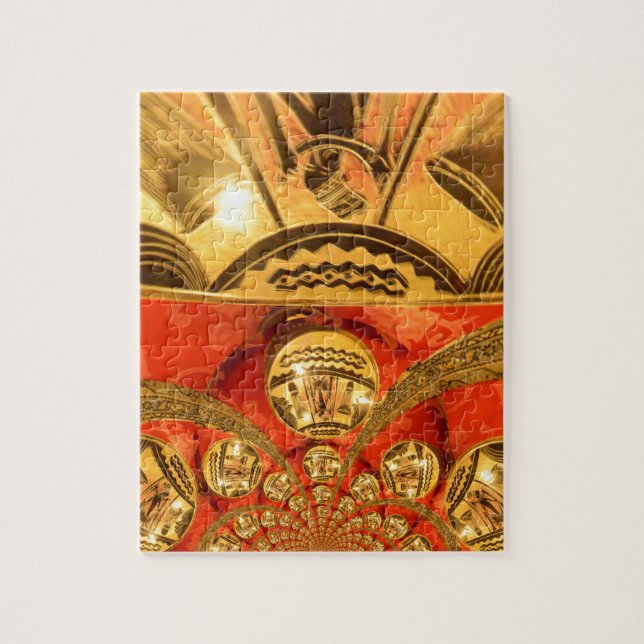 African Cultural Art: Rich Golden Red Design Jigsaw Puzzle (Vertical)