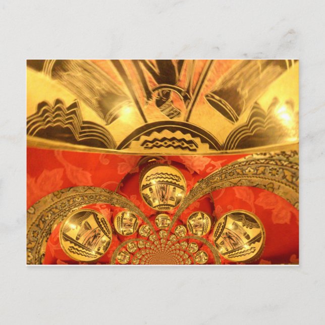 African Cultural Art: Rich Golden Red Design Postcard (Front)