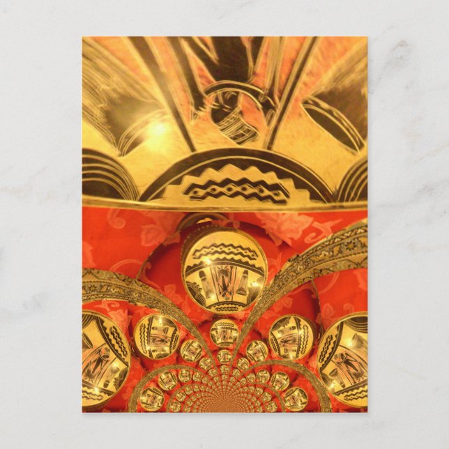 African Cultural Art: Rich Golden Red Design Postcard (Front)