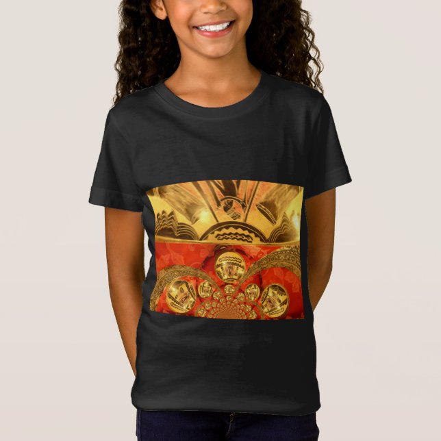 African Cultural Art: Rich Golden Red Design T-Shirt (Front)