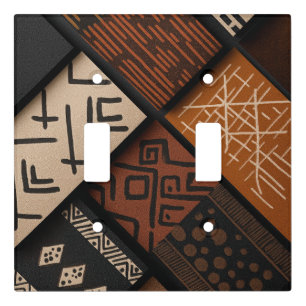 African culture designs on diagonal shapes light switch cover