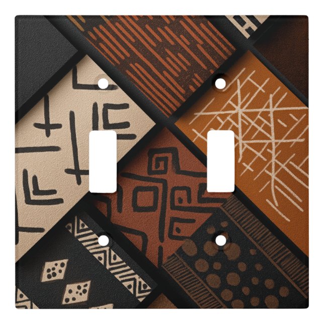 African culture designs on diagonal shapes light switch cover (Front)