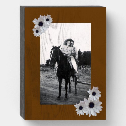 African Daisies Brown Frame Couples Photo Wooden Box Sign