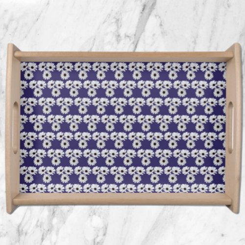African Daisies Photo Tiled on Purple Serving Tray