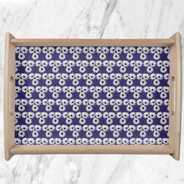 African Daisies Photo Tiled on Purple Serving Tray (Creator Uploaded)
