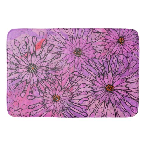 African Daisy Cape Daisies Pink Flowers Floral Art Bath Mat