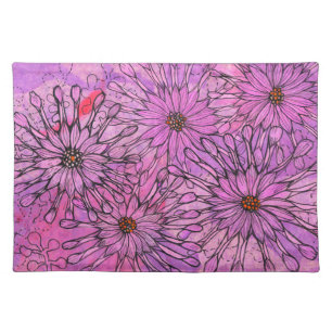 African Daisy Cape Daisies Pink Flowers Floral Art Cloth Placemat