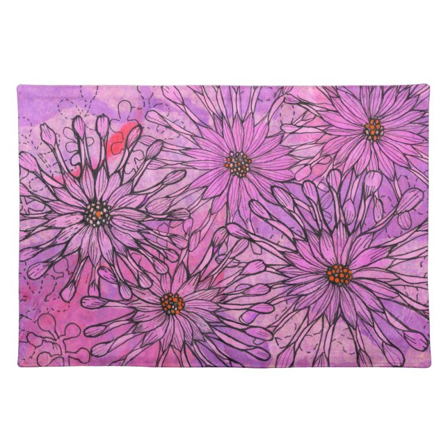 African Daisy Cape Daisies Pink Flowers Floral Art Cloth Placemat (Front)