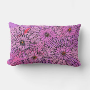 African Daisy Cape Daisies Pink Flowers Floral Art Lumbar Pillow