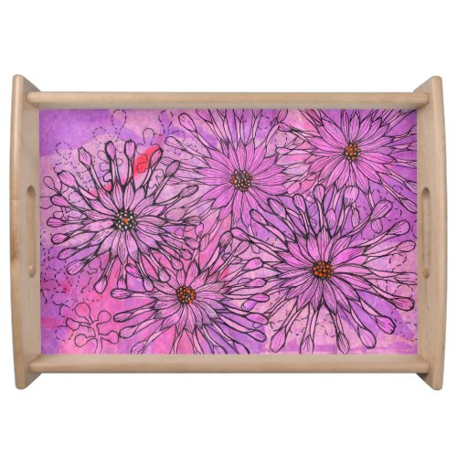 African Daisy Cape Daisies Pink Flowers Floral Art Serving Tray