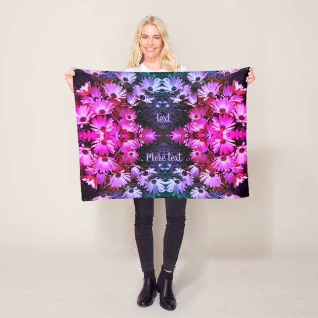 African Daisy Flowers Abstract Tinted Personalized Fleece Blanket (In Situ)