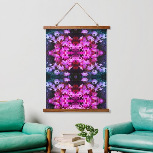 African Daisy Flowers Colorful Abstract  Hanging Tapestry