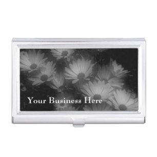 African Daisy Flowers In Black And White Business Card Case