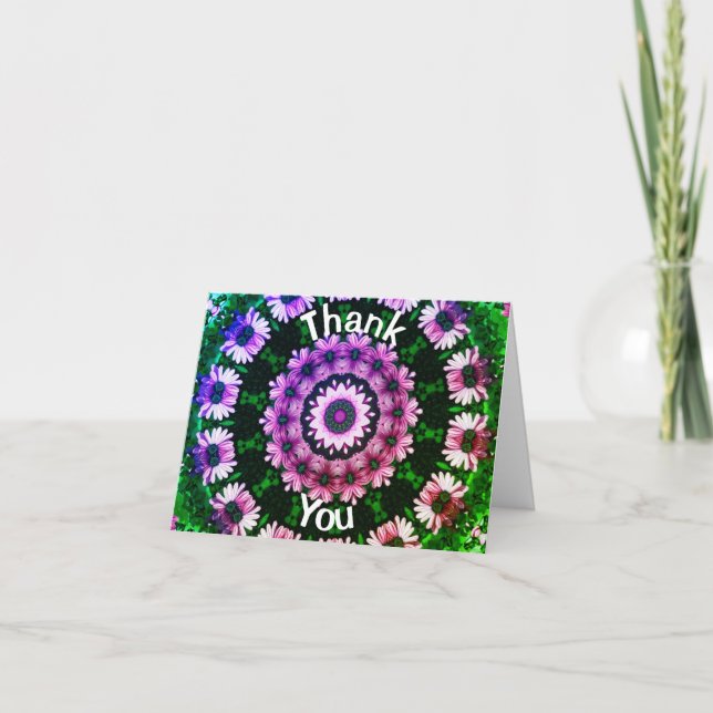 African Daisy Flowers Kaleidoscope Thank You Card (Front)