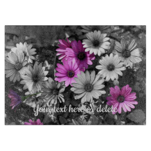 African Daisy Flowers Partial Color Personalized Cutting Board
