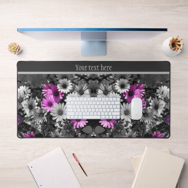 African Daisy Flowers Partial Color Personalized Desk Mat (Office 1)