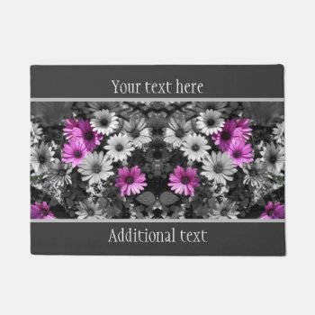 African Daisy Flowers Partial Color Personalized Doormat by SmilinEyesTreasures at Zazzle
