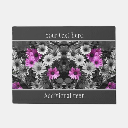 African Daisy Flowers Partial Color Personalized Doormat