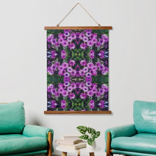 African Daisy Flowers Vintage Look Abstract Hanging Tapestry