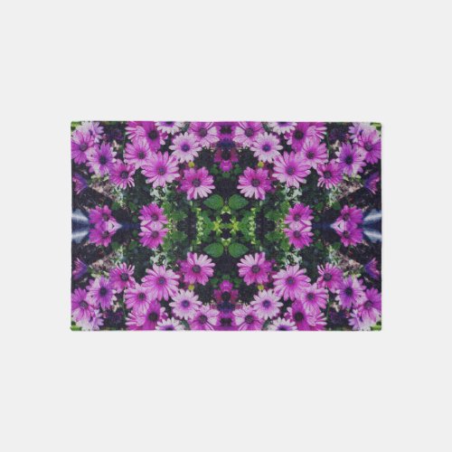 African Daisy Flowers Vintage Look Abstract  Rug