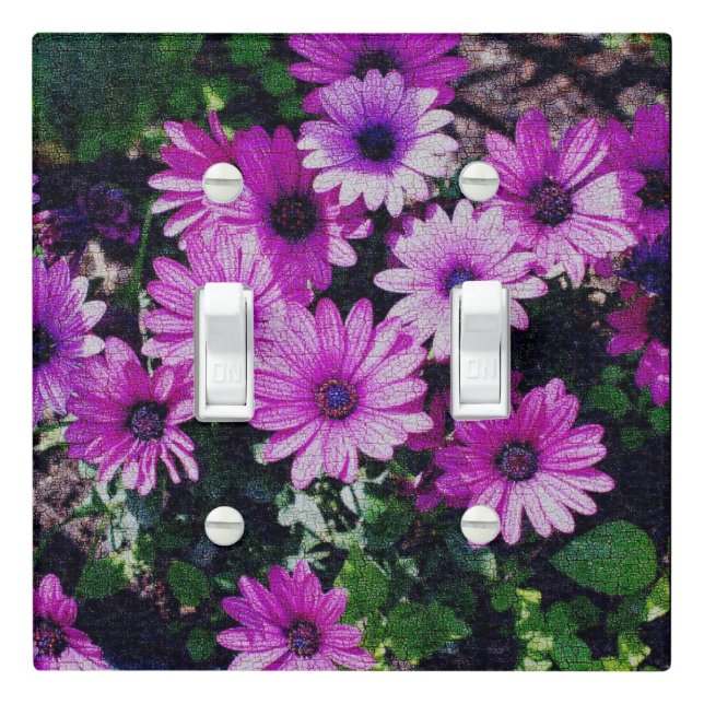 African Daisy Flowers Vintage Look  Light Switch Cover (In Situ)