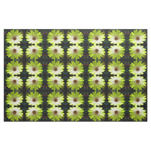 African Daisy Fluorescent Yellow Floral Patterned Fabric